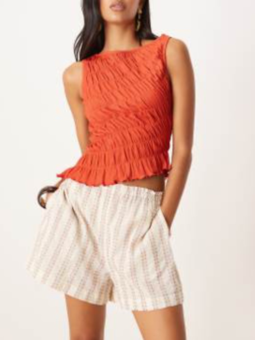 ASOS Asymmetric Shirred Red Top